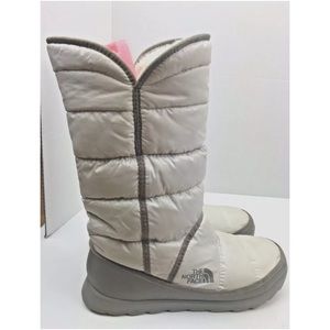 North Face Winter Boots Quilted Nylon White